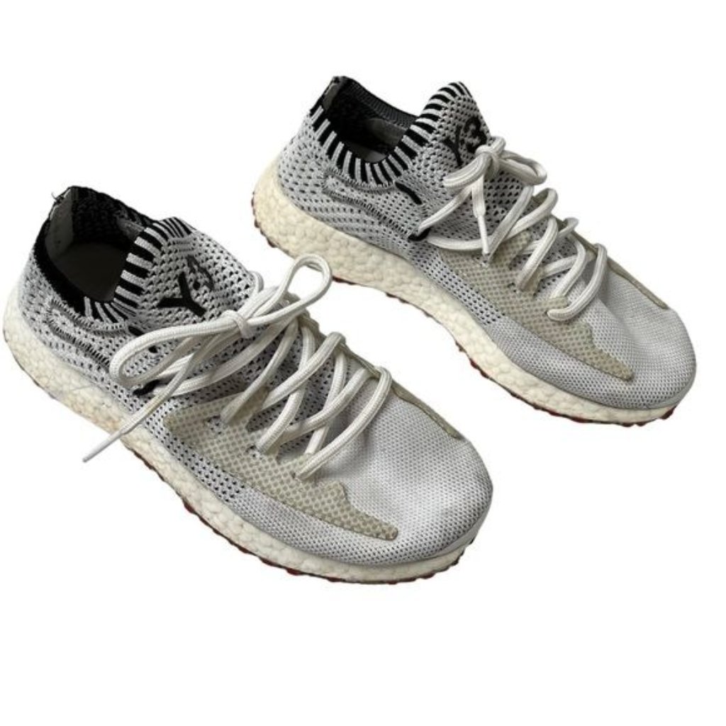 Adidas Y-3 Yohji Yamamoto White/Black Ratio Racer Knit Sneakers Sz 6.5 Lace-Up